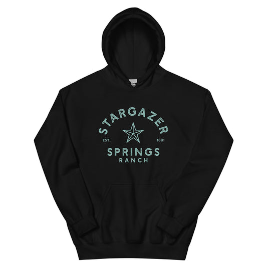 Stargazer Springs Ranch Unisex Hoodie - Aqua Logo