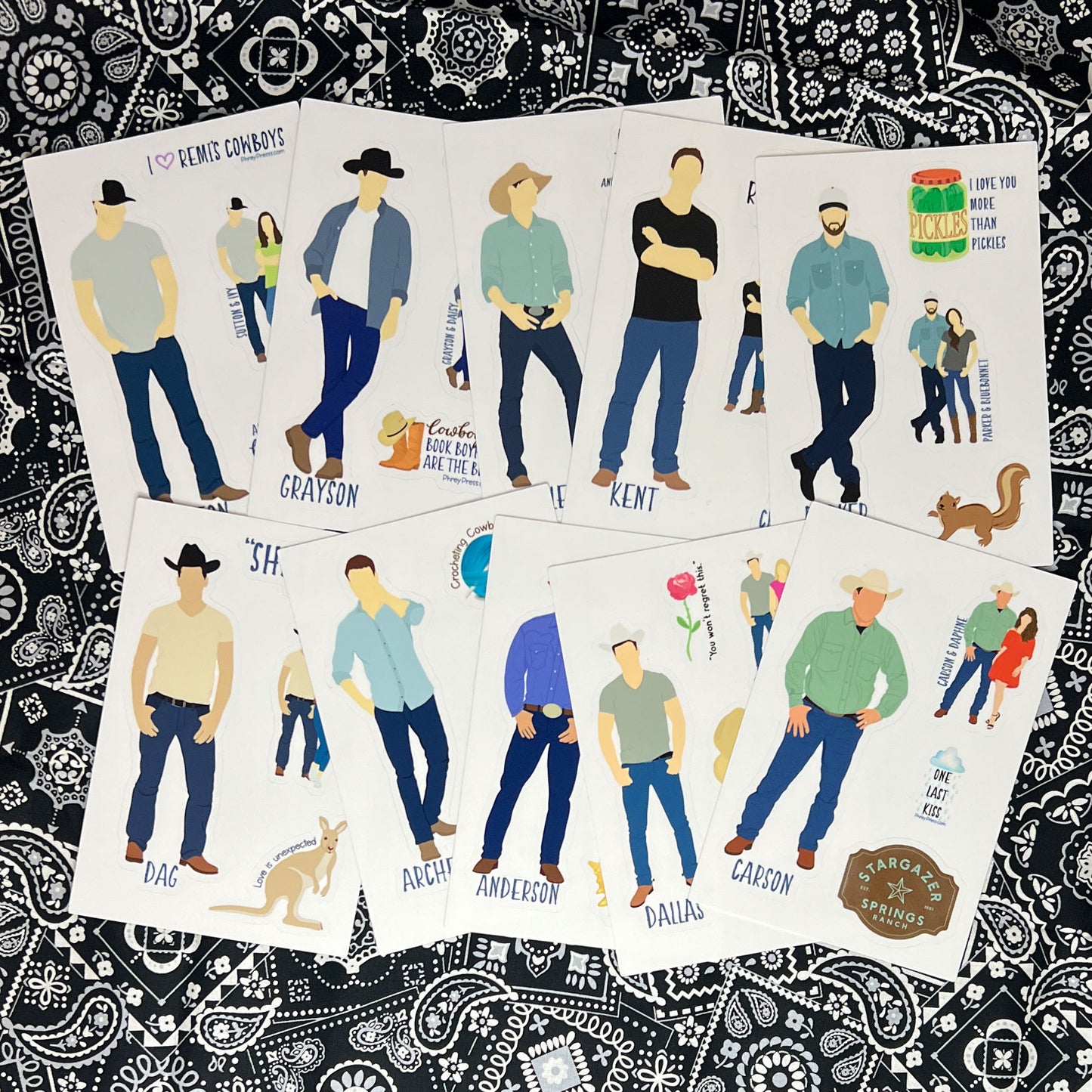 Cowboys of Stargazer Springs - Sticker Sheets, Set of 10